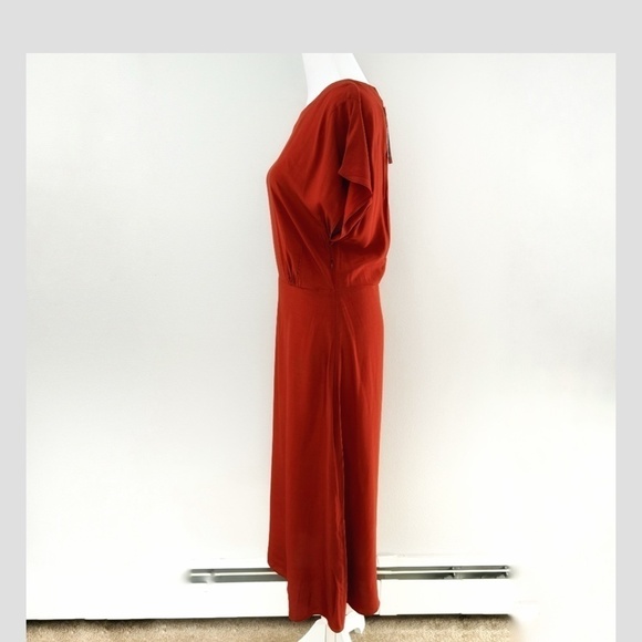 NWT & Other Stories Dress Midi Length100% Viscose Burnt Orange Short Cap Sleeve - Picture 6 of 13